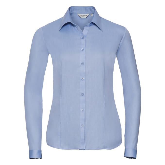 Russell Dames/Dames Visgraat Werkshirt met lange mouwen (Lichtblauw)