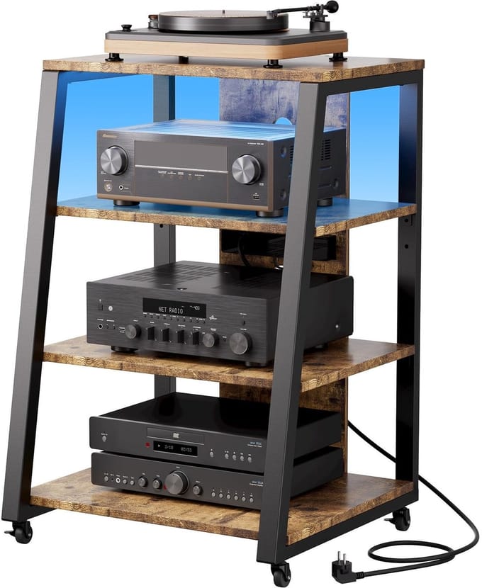 Byshayne - 4 Tier AV Multimedia Stand met LED Verlichting