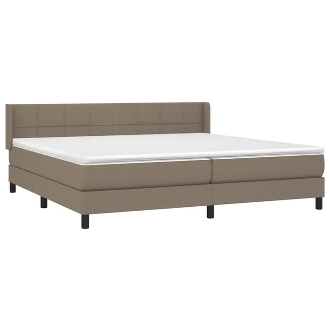 vidaXL - Boxspring - met - matras - stof - taupe - 200x200 - cm