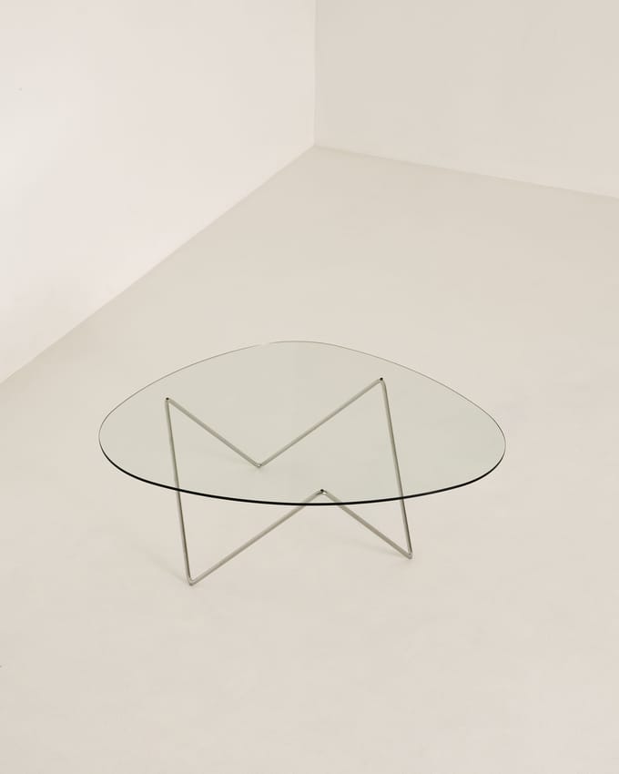 Gubi Pedrera salontafel - chroom - transparant glas