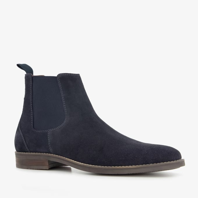 Van Beers suède heren Chelsea boots blauw - Maat 46