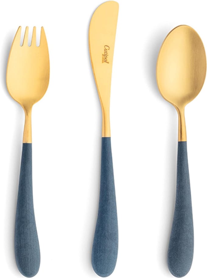 Kinder bestekset Alice – Mat Goud-Blauw // Cutipol