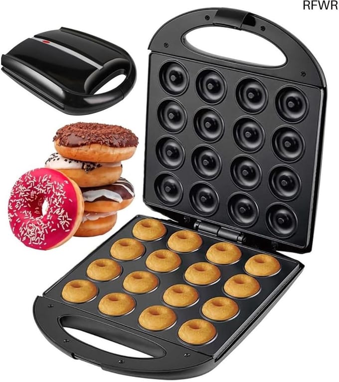 RFWR® Mini Donut Maker voor Thuis - 16 Holes, Compacter en Effectief
