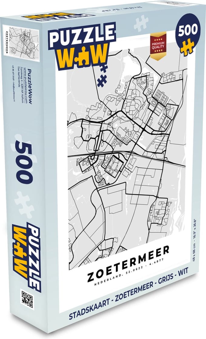 Puzzel Stadskaart - Zoetermeer - Grijs - Wit - Legpuzzel - Puzzel 500 stukjes - Plattegrond
