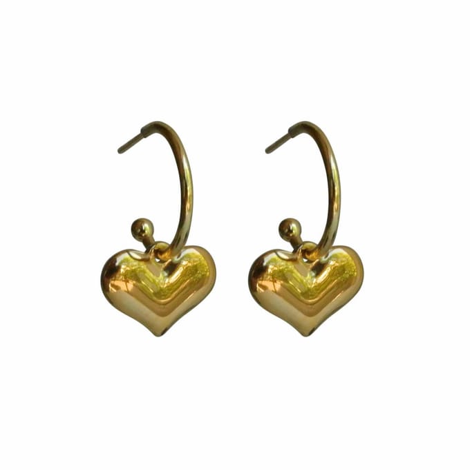 FlowJewels - oorbellen - staal - hart - goud kleurig