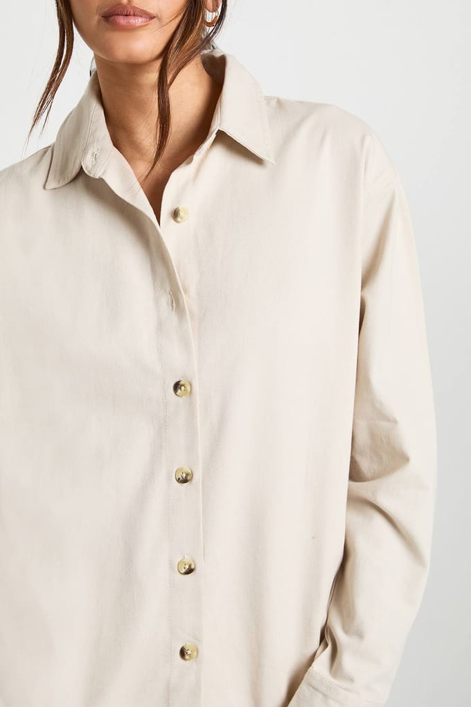 boohoo Dames Oversized Chambray Overhemd | Ecru | Maat: 40