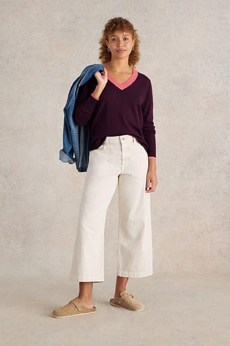 White Stuff Maggie V Neck Jumper Dark Plum Taglia: 6 REGULAR | Maglioni a maglia Outlet | Donna | Magenta