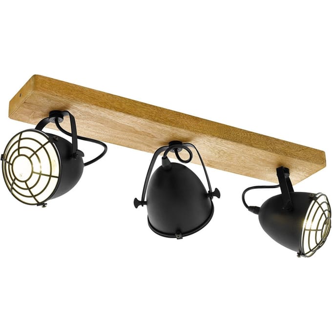 EGLO Gatebeck - wand/plafondlamp - 3-lichts - E14 - hout/zwart