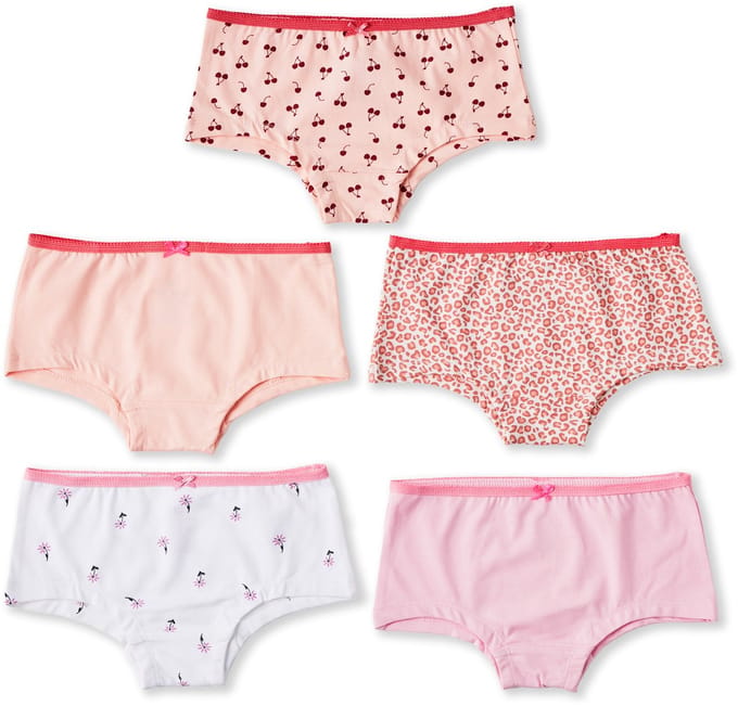 Little Label - meisjes hipster 5 pack - roze combi - 122-128 / 8Y - extra zachte bio-katoen