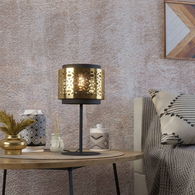 EGLO Sandbach Tafellamp - E27 - 45 cm - Zwart|Goud - Staal - Japandi
