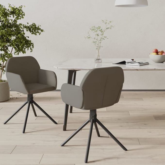 vidaXL - Eetkamerstoelen - draaibaar - 2 - st - fluweel - donkergrijs