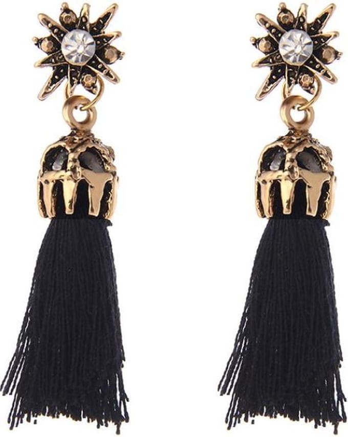 Fako Bijoux® - Oorbellen - Kwastjes - Ster Kristal - Zwart