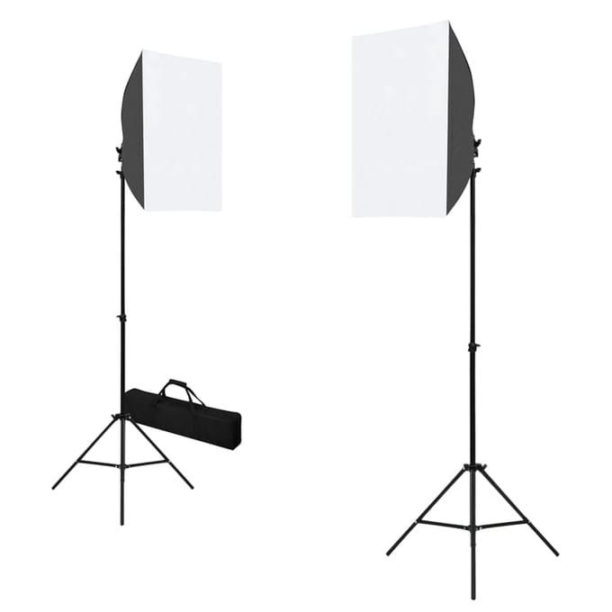vidaXL - Fotostudioset - met - softboxlampen - en - achtergrond