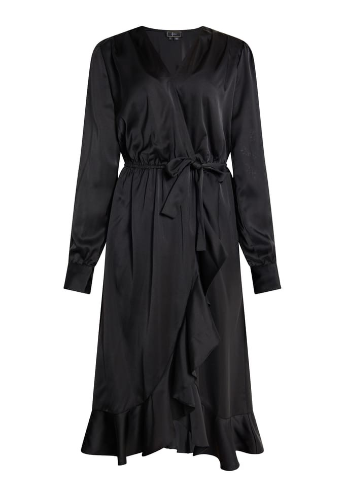 Faina Midi-jurk met lange mouwen Dames zwart