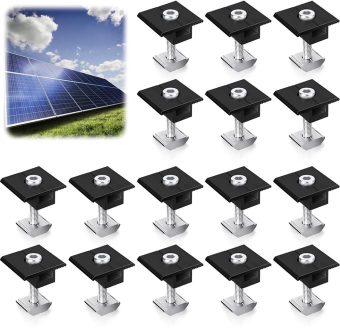 Dailygoods- Zonnepaneelhouder 16pcs - T-vormige Beugel - Aluminium