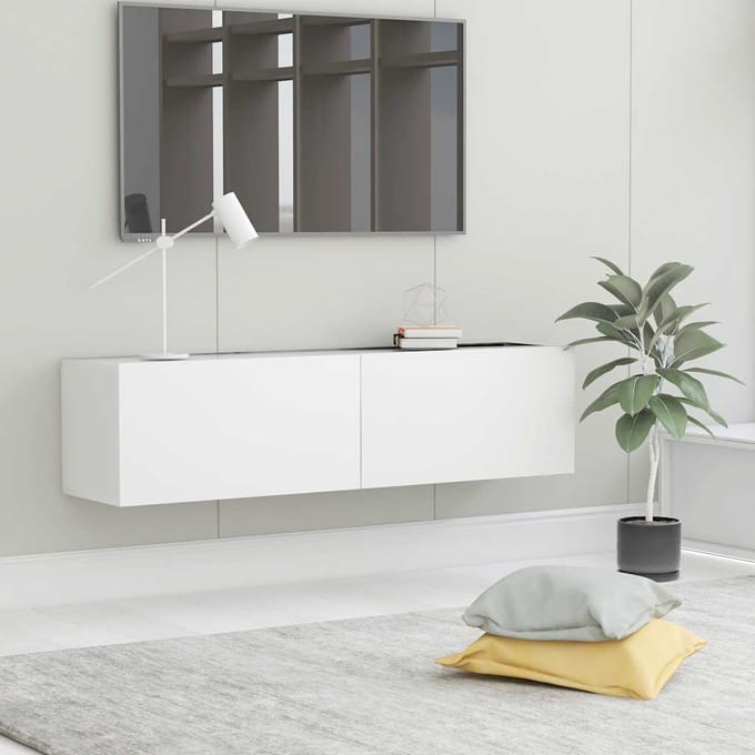 vidaXL - Tv-meubel - 120x30x30 - cm - bewerkt - hout - wit