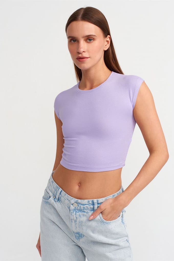 Slim Fit Crop Jersey Blouse