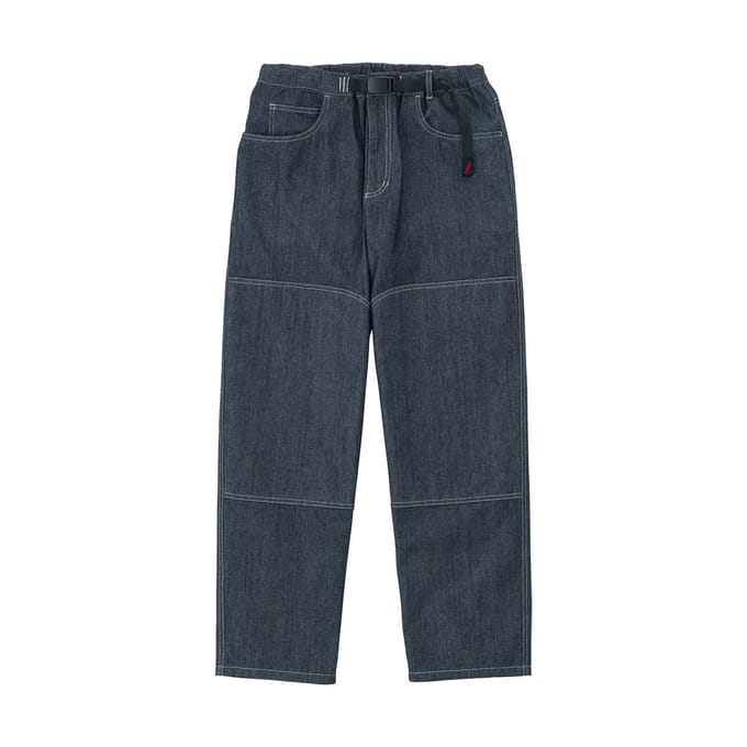 Katoenen Japanse chambray jeans met kniestukken Gramicci