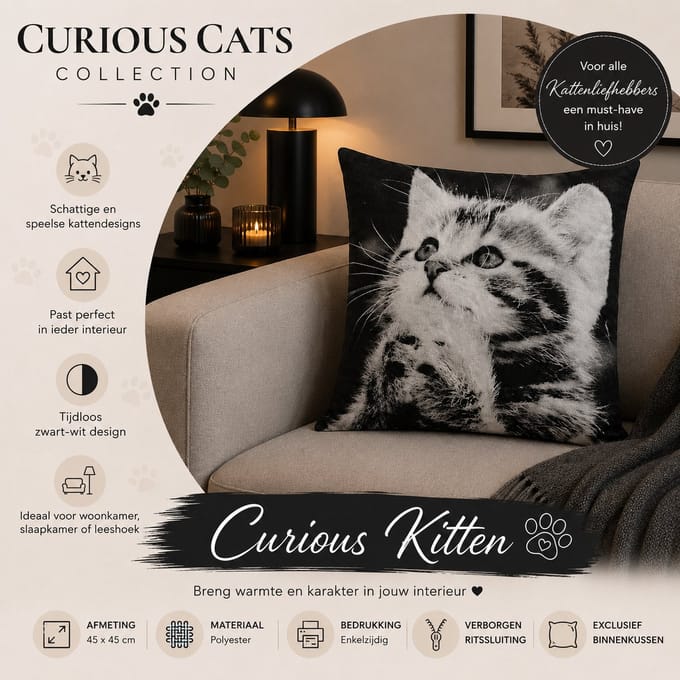 Curious Cats Collection kussenhoes - 45x45 cm