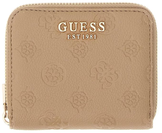 GUESS portemonnee Ella Logo SLG Zip Around Beige Logo Taupe
