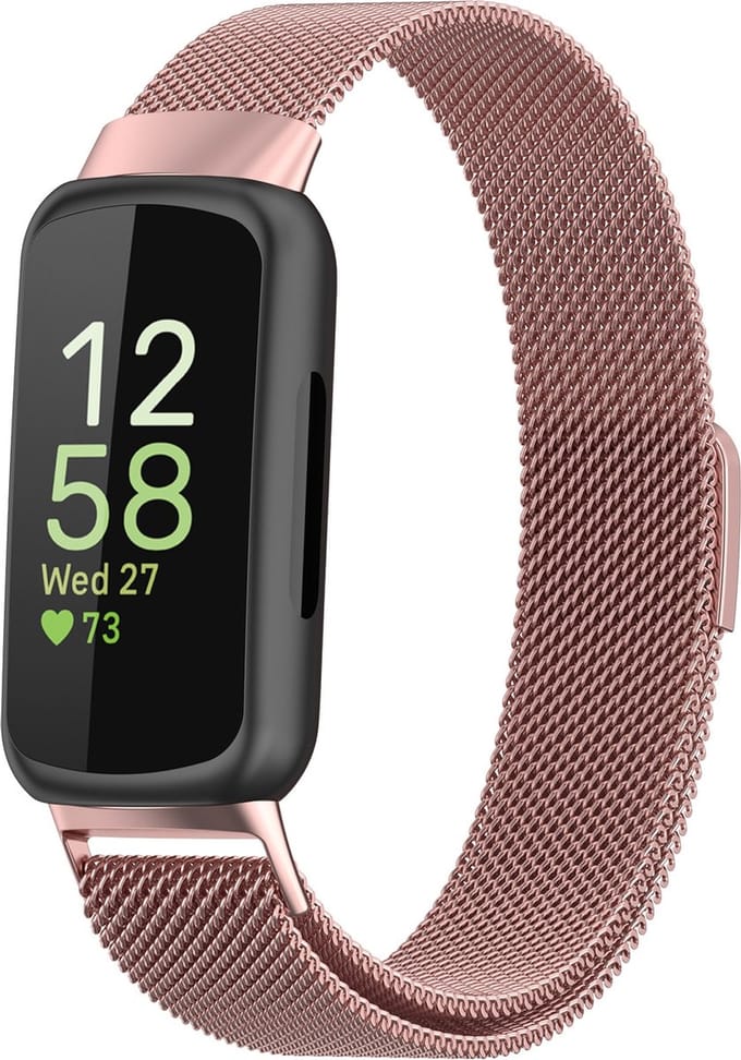 By Qubix - Compatible Fitbit bandje - Geschikt voor fitbit Inspire 3 - Milanese bandje - Rosé goud