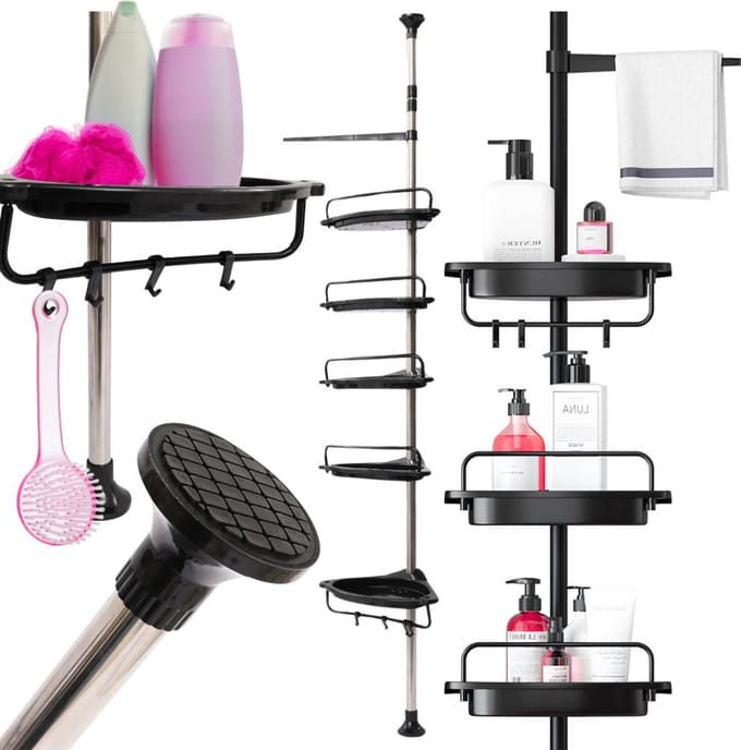 More&Deco - Telescoop Hoekplank - Verstelbare Hoogte - 4 Planken