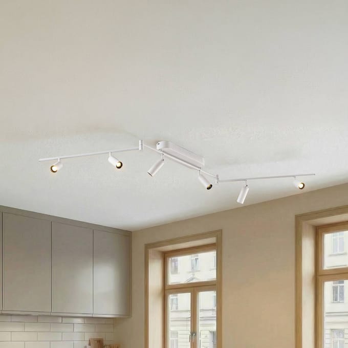 Lindby - LED plafondlamp - 6lichts - Metaal, PVC - H: 20 cm - wit - Inclusief lichtbronnen
