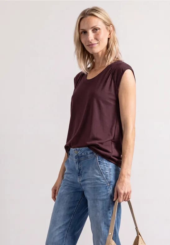 Shirt met afhangende schouders en elastische zoom