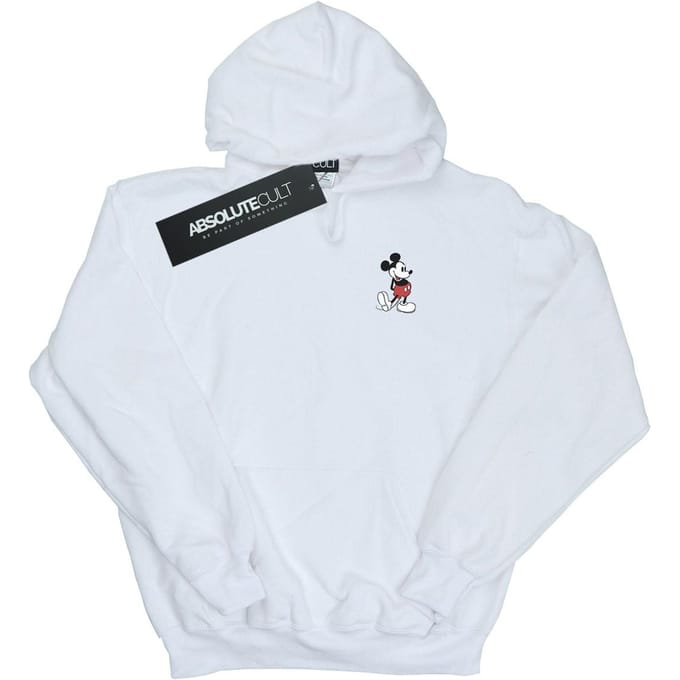 Disney Heren Mickey Mouse Kickin Retro Chest Hoodie (Wit)