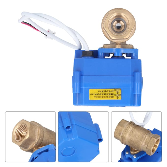 Vanne à bille motorisée DN15 Laiton Passage direct Raccord hydraulique avec indication DC220V