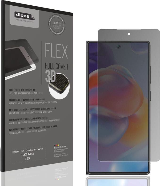 dipos FLEX – Matte Privacy Screenprotector geschikt voor BLKE Max B25 | Volledige Schermbescherming | Case-Friendly