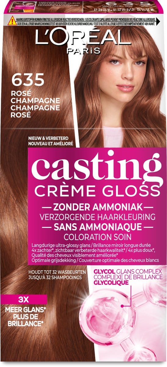 L'Oréal Paris Casting Crème Gloss - Rosé Champagne 635 - Semi-Permanente Haarkleuring - Zonder Ammoniak