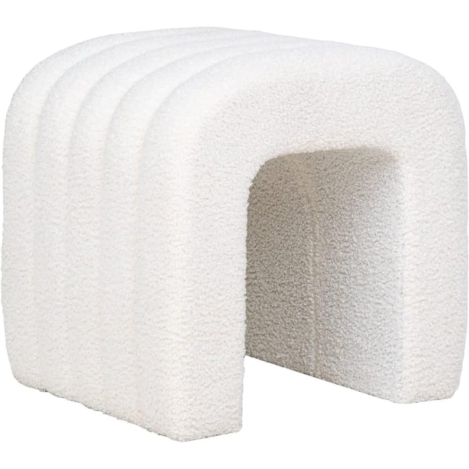 Witte Bouclé Poef - Comfortabel En Stijlvol 41x36,5 Cm