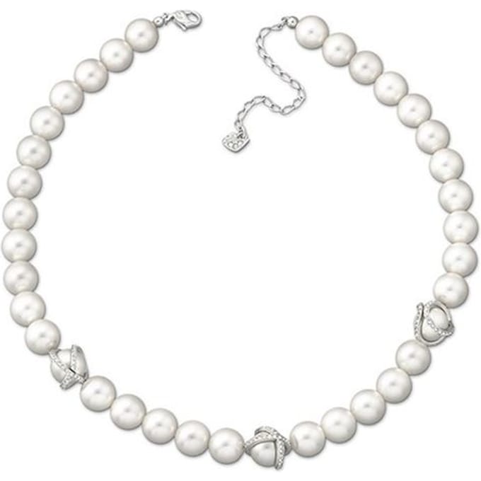 Collier Perle Minimaliste Haut de Gamme Swarovski Femme collier Blanc 1179752 Box (Random Color) white