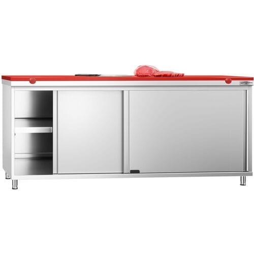 GGM Gastro RVS Werkkast PREMIUM - 2000x600mm - met 2 schuifdeuren rood