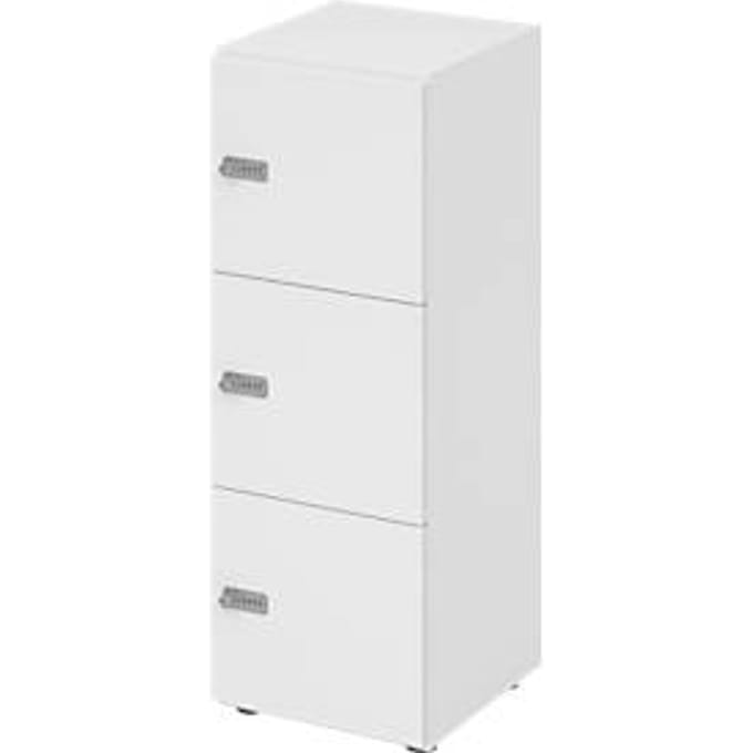 Lockerkast Topas Line, 3 dossierhoogtes, 3 compartimenten, cijferslot, B 400 x D 420 x H 1100 mm, wit/wit