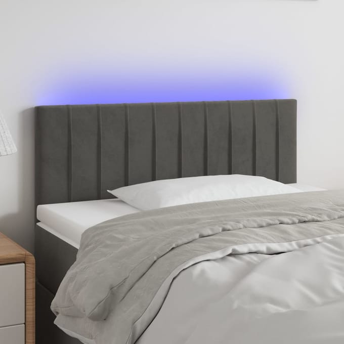 vidaXL - Hoofdbord - LED - 90x5x78/88 - cm - fluweel - donkergrijs