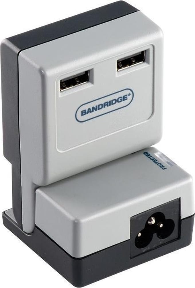 Bandridge overspanningsbeveiliger voor notebooks met geaarde voedingsadapter