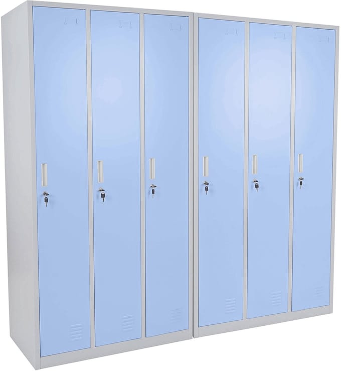 Locker Boston T829, afstortkluisje Lockerkast, metaal 6 vakken ~ blauw