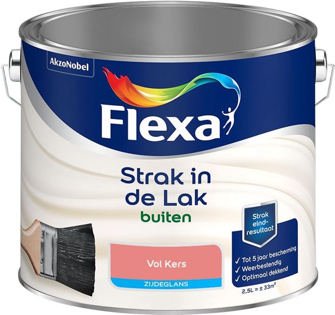 Flexa - Strak In De Lak Buitenlak Zijdeglans - Vol Kers - Mengverf - 2,5 L