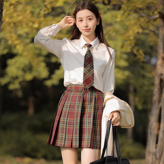 Ensemble Uniforme Scolaire Cosplay Fille Lycée JK Uniforme Lycée Assorti pour l'Entrée Taille S [KALAOK] - Uniforme, Uniforme, Costume, Ensemble Femme, marron