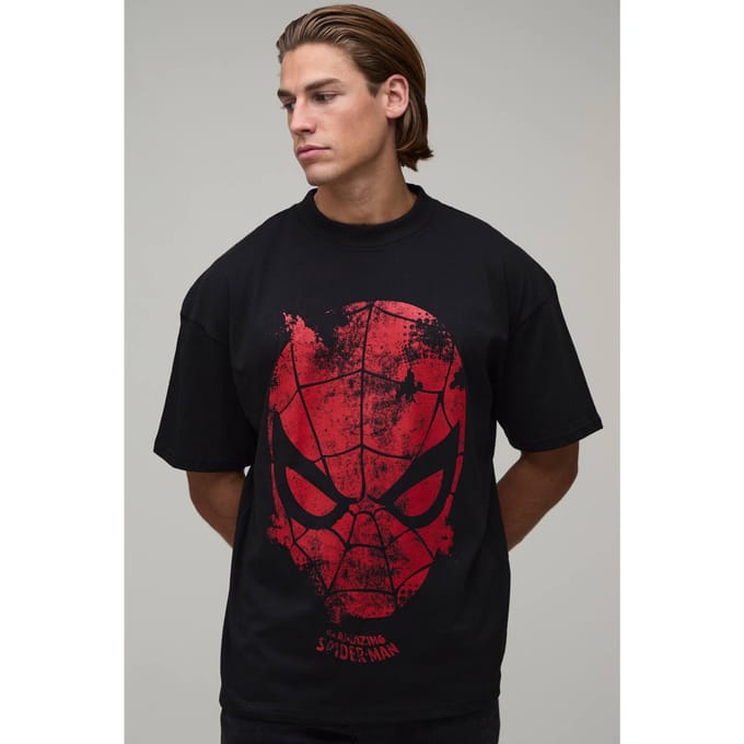 Oversized Spiderman Klassiek Licentie Print T-shirt | Black | Size Small