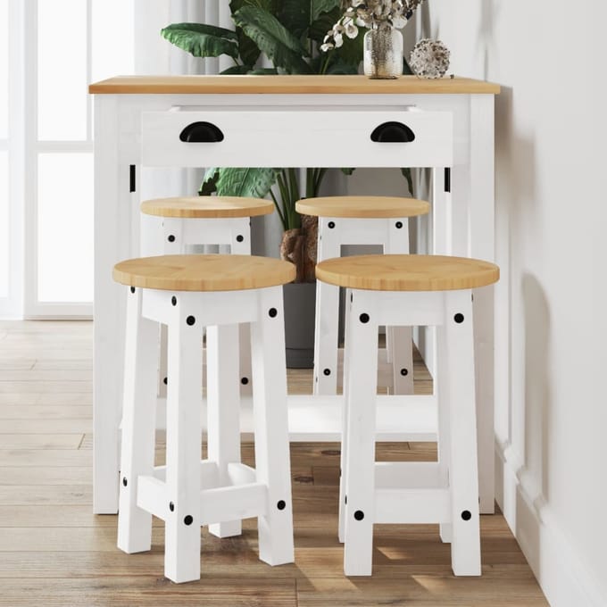 vidaXL - 5-delige - Barset - massief - grenenhout - wit