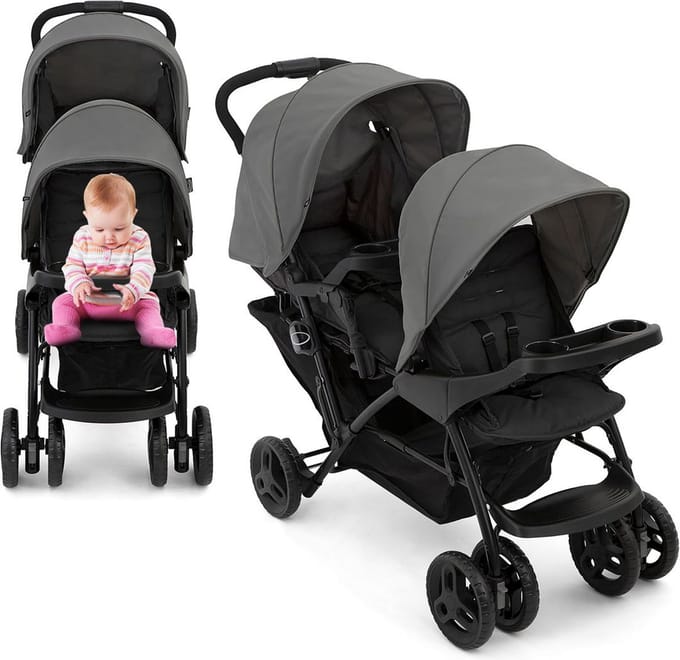 White-Label® Duo Kinderwagen - Buggy - Tweeling - Wandelwagen - Zwart