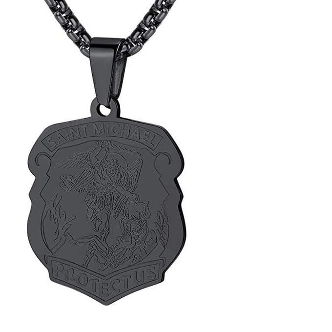 Religieuze Legering Aartsengel Sint-Michaëlsschild Ketting Beschermt Charmante Orthodoxe Hanger black