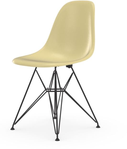 Vitra - Eames Fiberglass Side Chair DSR - Parchment - basic dark gepoedercoat - geel