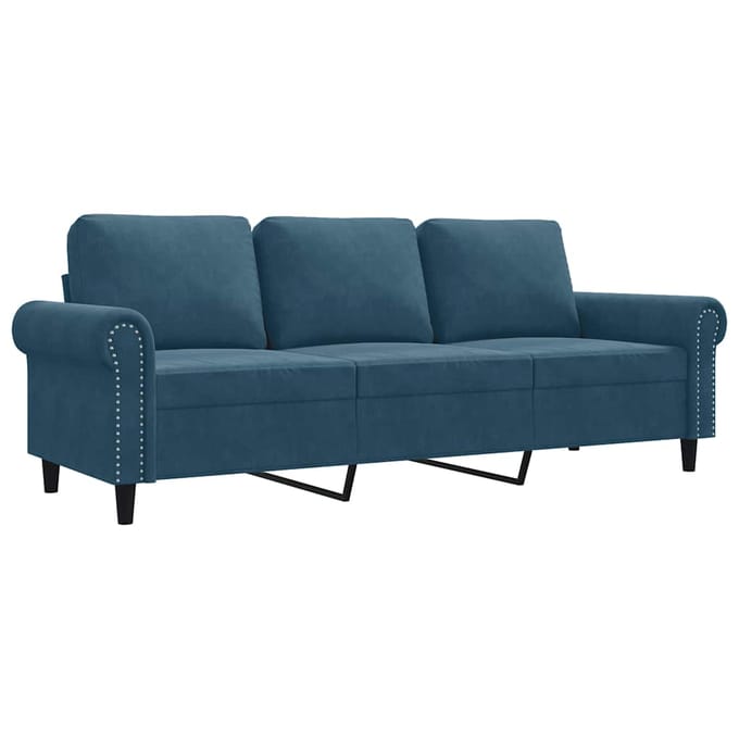 Vidaxl Bank 3-Zits, Blauw, 180 Cm, Bekleed met Fluweel