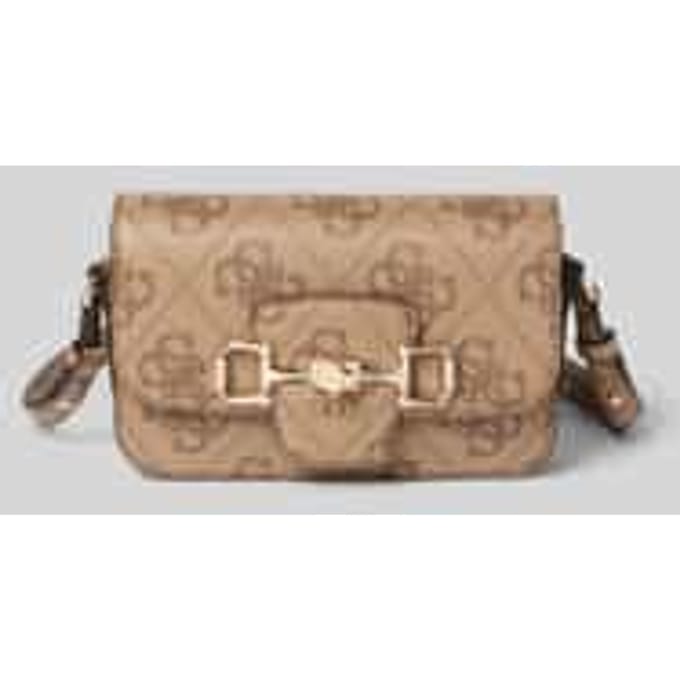 GUESS schoudertas Janie Logo Convertible Xbody Flap Latte Logo Lichtbruin
