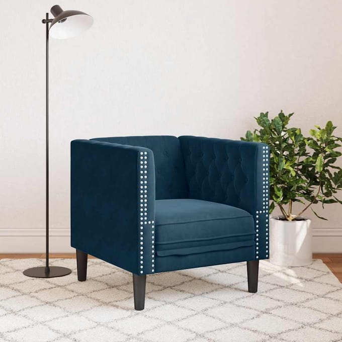 vidaXL - Fauteuil - Chesterfield-stijl - fluweel - blauw