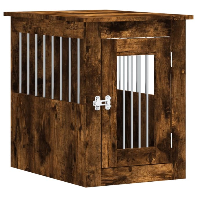 vidaXL - Hondenbench - 45x62x59 - cm - bewerkt - hout - gerookt - eikenkleurig
